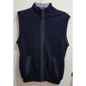 Talbots‎ Mens Navy Blue Sleeveless Vest With Pockets Pima Cotton Full Zip Casual